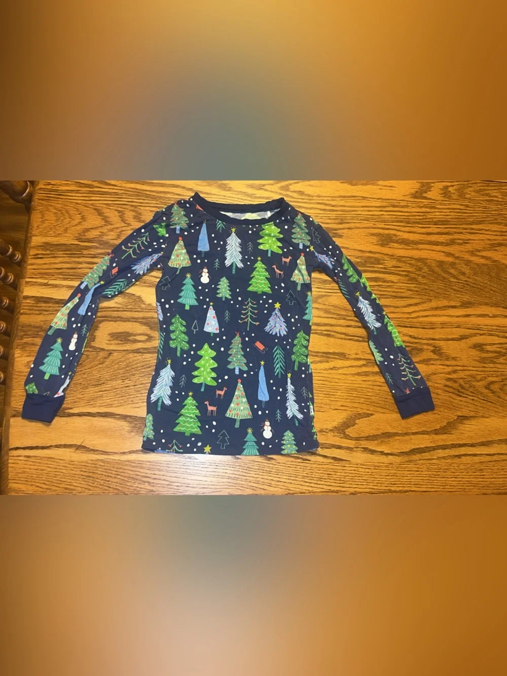 Little Sleepies Navy Long-Sleeve Holiday Tree Print set